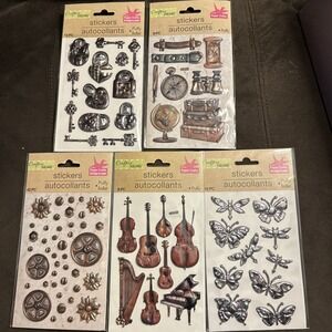 Lot Of 5 Crafters Square Sticker Sheets  81 Puffy Stickers Lot 006 Scrapbook